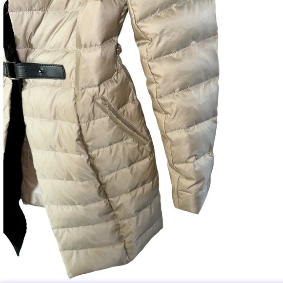 New! On Parle de Vous Paris Champagne Black Knit Shawl Collar Down Coat Sz XS-S - Picture 7 of 16